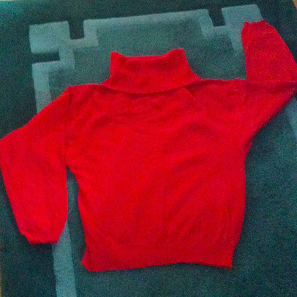 Maggie by Jana Bright Red Virgin Wool Turtleneck Sweater Large, great shape